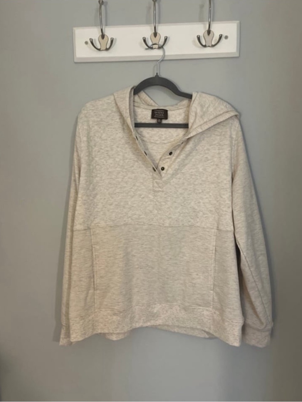 Light Cream Hooded Henley Sweatshirt